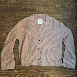 Abercrombie & Fitch Cotton-Blend Seed Stitch Cardigan - Brown